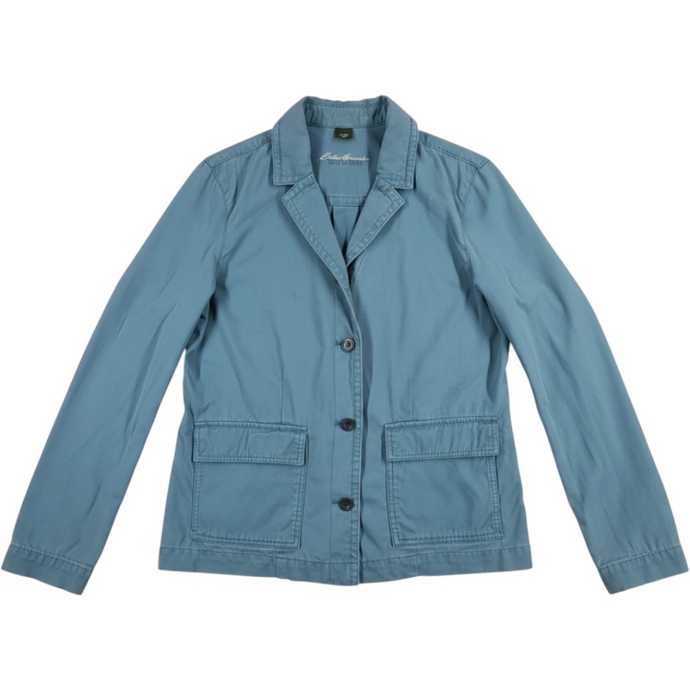 Eddie Bauer Legend Wash Cotton Chore Jacket Teal‎ Blue Utility Blazer Womens TL